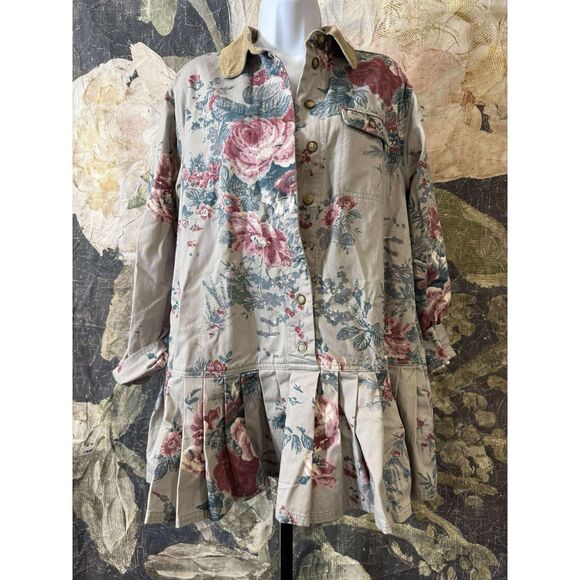 New Free People Connor Printed Mini Dress Pleated Long Sleeve Cotton XS - Picture 11 of 11